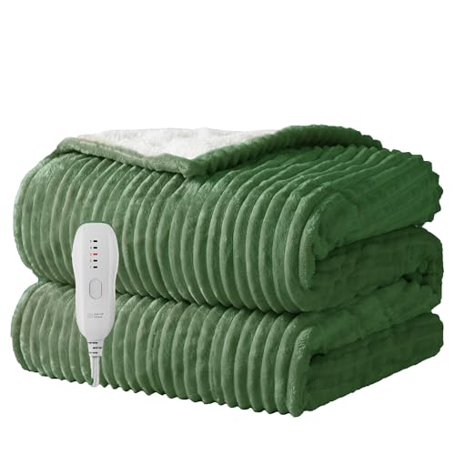 Heated Blanket Electric Blanket Throw 50”X60”-Heating Throw with 5 Heat Settings-3 Hours Auto Off,ETL Certified,Machine Washable (Emerald Green)