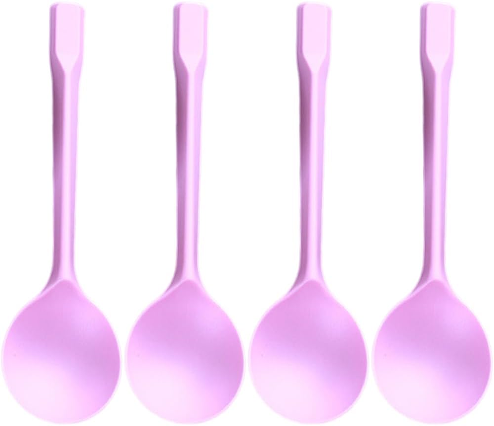 OULIGET Plastic Spoons,Disposable Soup Heavy Duty Black Spoons for Party Office Restaurants Events Utensils,5.5 x 1.57 Inches,100 Pieces,Pink