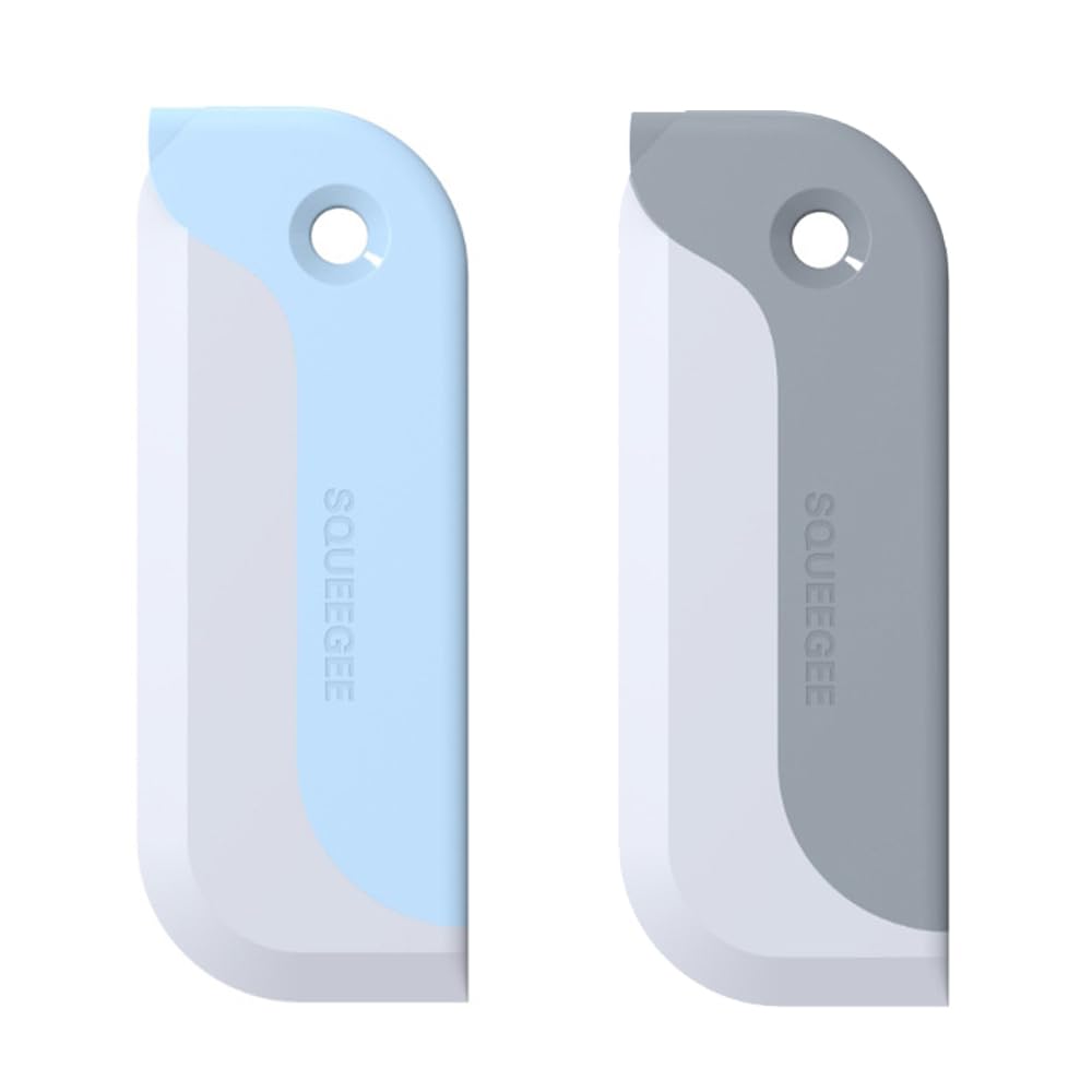 2 Pack Mini Squeegee, Small Kitchen Countertop Squeegee, Soft Glass Cleaner for Home Tabletop, Bathroom Mirror, Car Window Cleaning Squeegee All-Purpose Wiper Tool, Blue & Grey-image-43