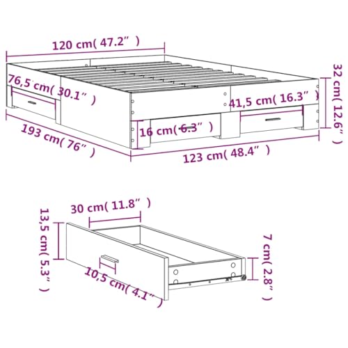 vidaXL Rama łóżka z szufladami, biała, 120x190 cm, łóżko, podstawa łóżka, łóżko z szufladą, łóżko do sypialni, rama pod materac, łóżko z szufladami