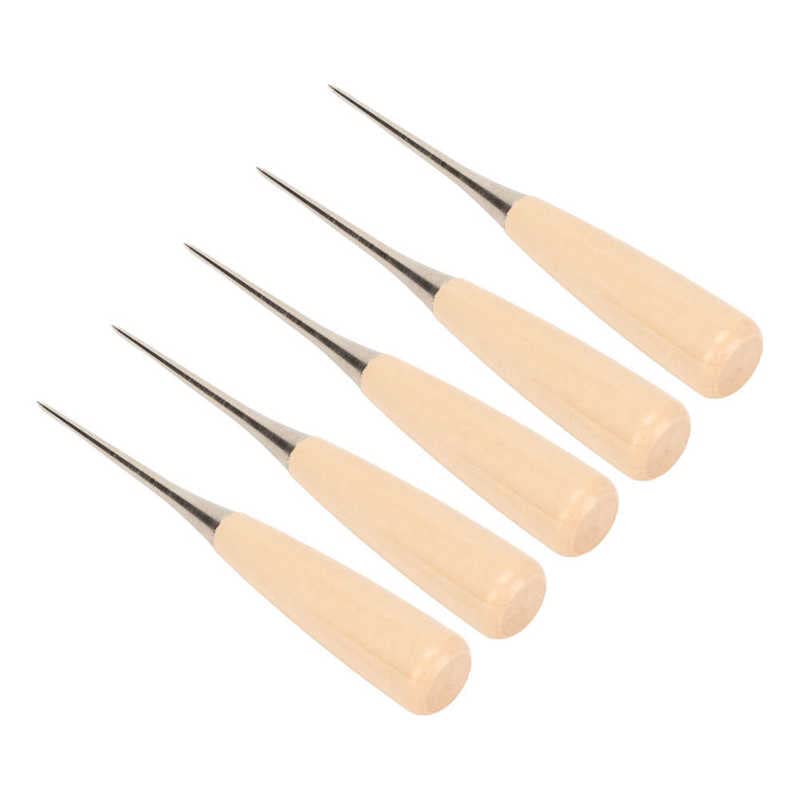 Wooden Handle Awl Labor Saving Multipurpose High Strength Awl Tool Stainless Steel Portable with Case Guard for DIY Sewing for