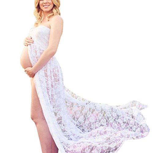 Umstandskleid, Sannysis Damen Schwangere Fotografie langes Kleid Schwangere Kleidung Fotoshooting Schwangere Kleid Shooting Schwangere Kleider Für Hochzeit Schwangere Kleid Festlich (Weiß, M)