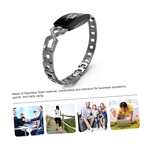 X Shaped Wrist Band for Durable Strap with Diamond Accents for Business Daily Use Comfortable Elegant Design Black2