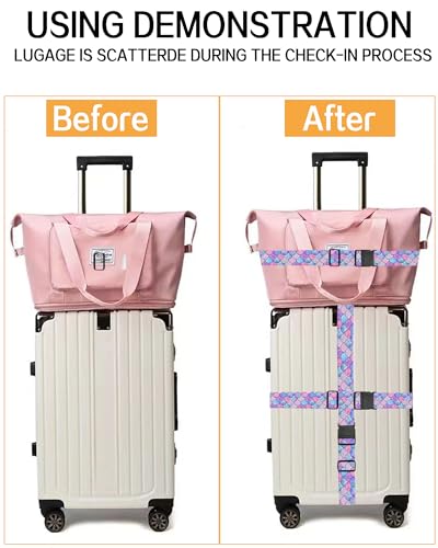 Image of Luggage Straps for Suitcases, Adjustable Travel Belt, Durable Wide Luggage Strap, Cute Suitcase Strap Identifiers with Buckle, Bag Straps for Luggage, Cute Colorful Shell