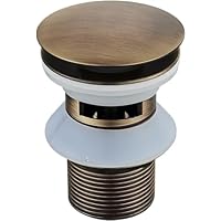 Design Sanitair Winkel | Pop-up massief messing wastafel afvoer korfplug gootsteen plugstop Zwart met overloop