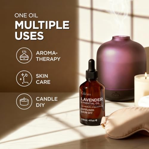 Image of 100% Pure Lavender Essential Oil - 4 Fl Oz - Lavender Oil for Hair, Skin, Diffuser, Aromatherapy & DIY Candle Making Scent