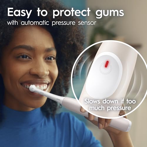 Image of Oral-B Rechargeable Electric Toothbrush, iO Limited Simple Clean, 3 Cleaning Modes, Automatic Pressure Sensor to Protect Gums, Travel Case, Peach