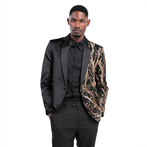 Cloudstyle Mens Stylish Dinner Tux Dress Blazer Slim Fit Gold Sequin Suit Jacket Sport Coat2