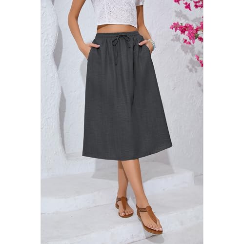 Image of Witsmile Women's Summer Pleated High Waisted Casual Flowy Skirt Pockets