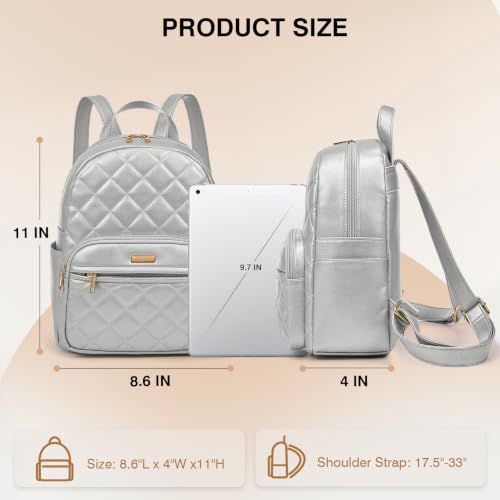 Image of Marvolia Mini Backpack Vegan Leather Small Backpack, Silver