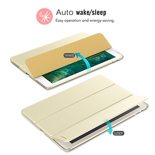 MoKo Case Fit 2018/2017 iPad 9.7 6th/5th Generation, Slim Lightweight Smart Shell Stand Cover with Translucent Frosted Back Protector Fit iPad 9.7 in 2018/2017, Champagne Gold(Auto Wake/Sleep) by MoKo - Image 7
