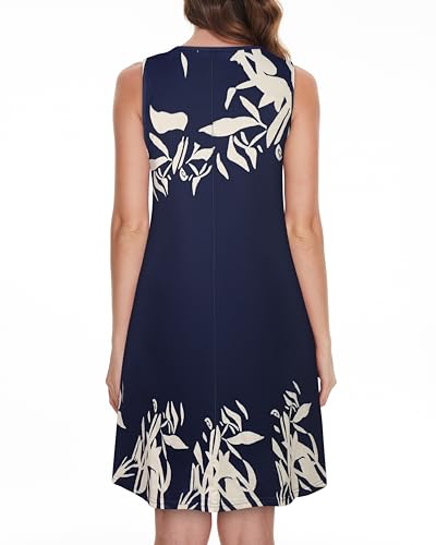 Image of Summer Dresses for Women 2026 Casual Sleeveless Sundress Floral Loose Fit Beach Cover Up with Pocket