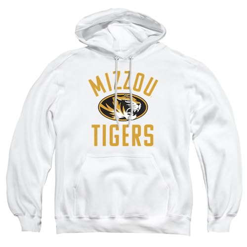 University of Missouri Mizzou Official Mizzou Tigers Logo Unisex Adult Pull-Over Hoodie White X-Large