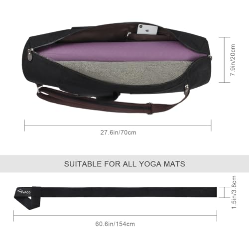 RYACO yogamat tas drager, volledige ritssluiting groot formaat oefeningsyogamat draagtassen, functionele opbergvakken passen op de meeste matten, verstelbare schouderriem met gratis yogamat draagriem voor man vrouw - Afbeelding 4