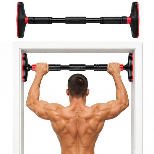 Jorunb Pull Up Bar Doorway Door Frame Chin Up Bar with Locking Adjustable Upper Body Workout No Screw Wall Mounted Gym Trainer for Home Fitness Sports (26-39inch/65-100cm)