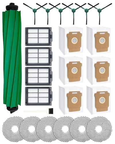 Image of 24 Pcs Replacement Parts for iRobot Roomba 505X Combo /Plus 405 /505 /507 Combo Robot Vacuum Cleaner: 1 Main Brush, 6 Dust Bags, 6 Mop Pads, 4 Filters, 6 Side Brushes and 1Cleaning Brush(400 /500 Series)
