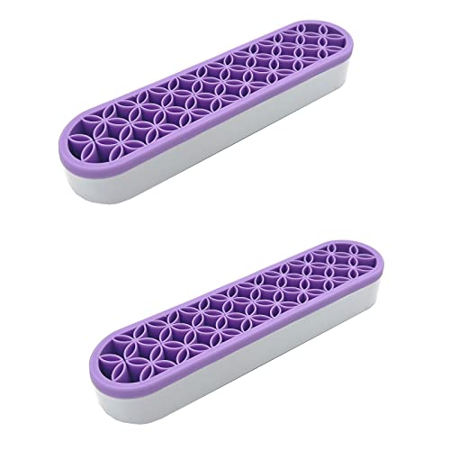 Image of TANG SONG 2 PCS Silicone Make up Brush Holder Cosmetic Storage Box Desktop Organizers (Light Purple)