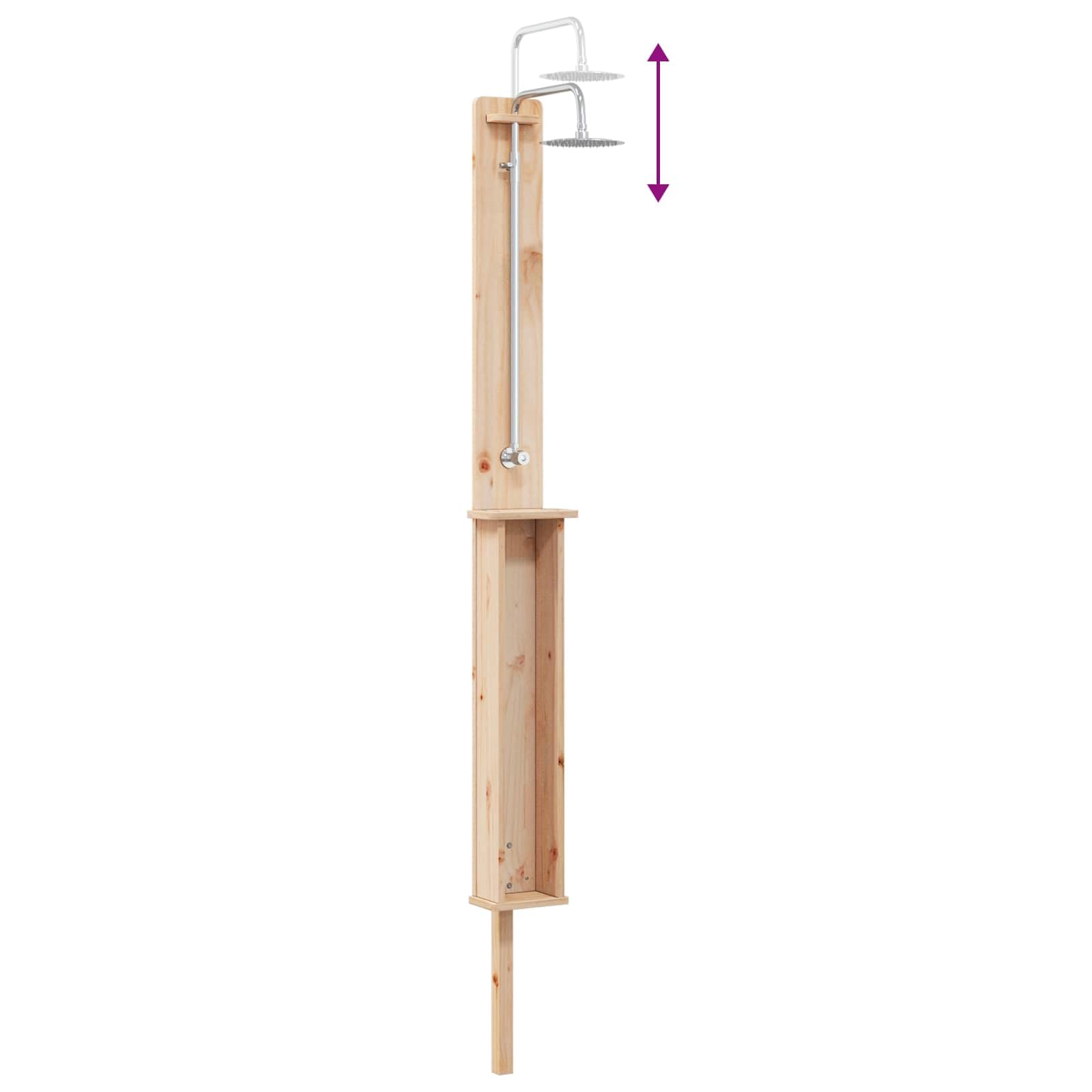 vidaXL Ducha Exterior Ajustable Natural 24 x 19 x 246 cm, Ducha Moderna, Resistente al Clima, Fuente de Patio, higiene para la Piscina, Accesorio para jardín