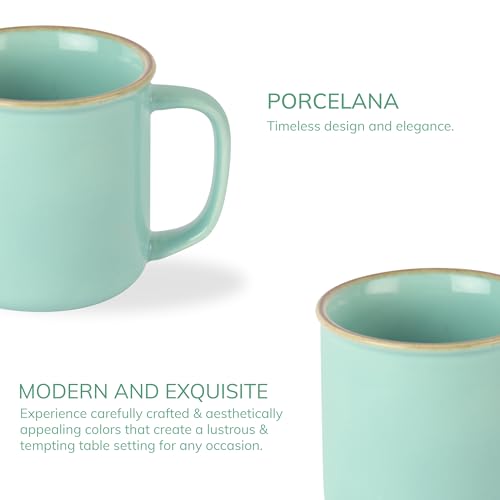 Image of CELLO Estella Nexus Color Tropical Plain Mug Set of 6, 250ml, Blue | Scratch Resistant | Porcelain Tea, Coffee Mug Set | Ideal for Daily Use & Gifting | Dishwasher Safe | Big Mug |