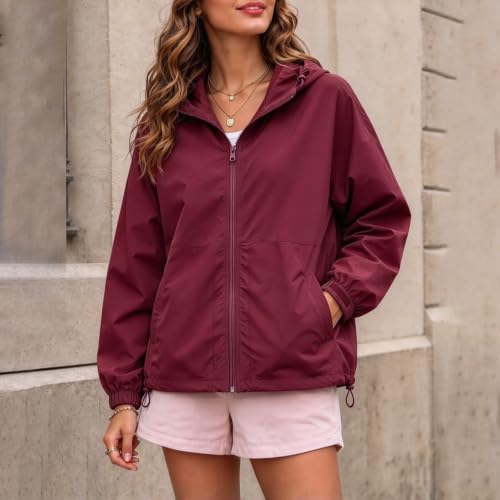 Women Windbreaker Jacket Water Resistant Quick Dry Hood Rain Jackets - image 9