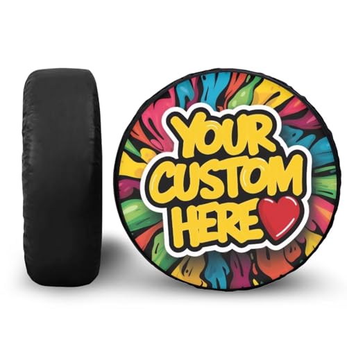 Image of Custom Spare Tire Cover PU Leather, Personalized Printing with Your Logo Photo Design Spare Tire Cover for SUV, Truck, Trailer, RV, Camper, Accessories 16 inch Fits Tire Diameter 29.6 inch-31.5 inch