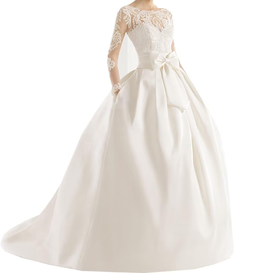 Yuxin Ball Gown Lace Wedding Dresses for Bride 2026 Off Shoulder A Line Princess Bridal Dress with Sleeve Train YX026