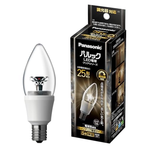 パナソニック パルックLED電球 口金直径17mm クリアシリーズ (シャンデリア電球タイプ)4.3W (電球色相当/調光器対応) 小型電球・シャンデリアタイプ LDC4LE17DC2