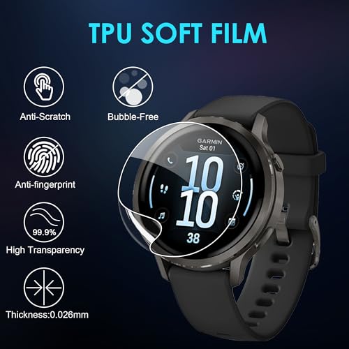 FDHYFGDY 3x Schutzfolie für Garmin Venu 4 41mm/Garmin Venu 3s 41mm, HD Schutzfolie [Kratzfest + Vollständige Abdeckung], Displayschutz Kompatibel mit Garmin Venu 4 - Blasenfreie Folie