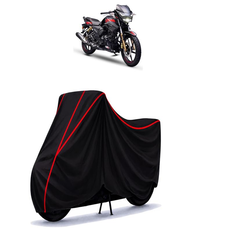 Image of TVS Apache RTR 180 bs6 Water Resistant Bike Cover for All Motorcycles & Rain | Heavy Duty Taffeta Fabric | UV Protection, Dustproof, Scratchproof | All Weather Two Wheeler Cover with Elastic Bottom