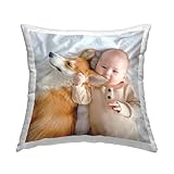 Larilotte Personalisiertes Kissen mit Foto Bedrucken Lassen, Fotokissen 40x40 cm Weiß, Kissen mit eigenem Bild & Text selbst gestalten, Kissenbezug personalisiert, mit Füllung optional