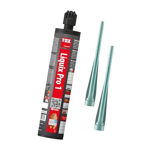 TOX Verbundmörtel Liquix Pro 1 styrolfrei 280 ml (1 Stk.), Injektionsmörtel für hohe Lasten bis zu 13,3 Tonnen Gewicht, mit 2x Statikmischer Liquix Mix, 084100081