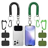 HOTEMIA Correa antirrobo para teléfono con mosquetón anticaídas, apto para iPhone y la mayoría de teléfonos celulares (negro y verde)