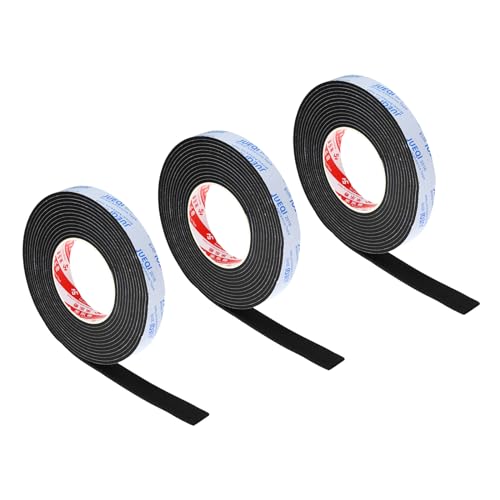 Image of PATIKIL 3 /4 inch W x 1 /8 inch T x 16.4Ft EVA Single Sided Foam Tape, 3Pcs Multipurpose Sealing Strip Foam Weather Stripping, Black