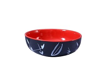 Caffeine Ceramic Handmade Black Bamboo Serving Bowl 6.5 inch (Set of 1)