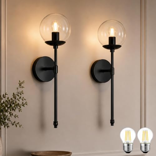 KoKo&Yukina 2 Pack Black Mid Century Wall Sconce Bedroom Bulb Included by KoKo&Yukina - Used condition - US$94.99
