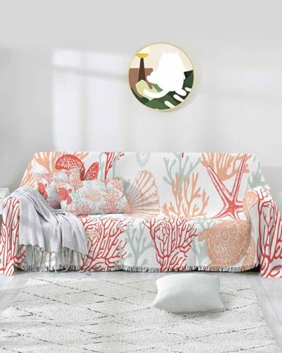 Orange Coral Sofa Couch Covers for 3 Cushion Couch, Washable