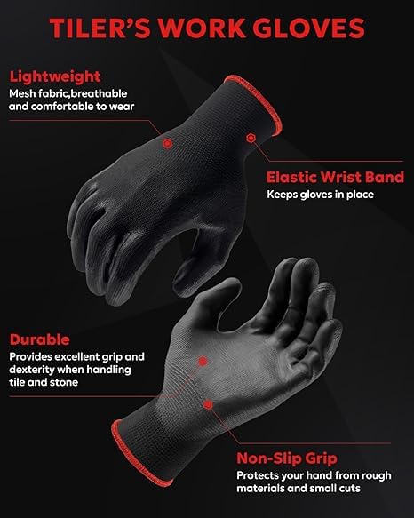 Image of Nylon Heavy Duty Coated Work Gloves For Industrial | Gardening | Agricultural |Cleaning. (Black (PU Coated), Pack of 5 Pairs)