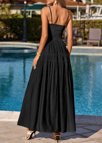 Image of KIRUNDO Maxi Dresses for Women 2026 Summer Sleeveless Spaghetti Strap Long Flowy Beach Vacation Dress Boho A Line Sundress