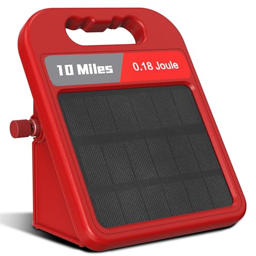 EVIORTER Solar Electric Fence Charger 0.18J 9300V 10 Mile