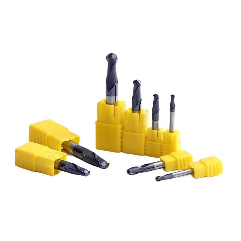 Fresa a Testa Sferica HRC60 in Carburo di Tungsteno, 2 Taglienti, Fresa CNC per Acciaio, Stampi, Metallo e Fresatrice(R2.5 * 5D*50L)
