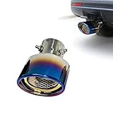 マフラーカッター に適用スズキ ハスラー Hustler２代目MR52S MR92S 車用排気部品 ステンレス材質 耐高温マフラーカッター 改造 防食防錆 脱落防止 装飾部品 魚鱗溶接 研磨メッキ加工 穴あけ不要 排水口付き 取り付け簡単(青色)