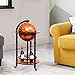 UJOYPAYD 16th Century Italian Replica Globe Bar Cabinet,17.5” Wood Globe Wine Bar Stand w/Wheels,Globe Bar Cart with Liquor Bottle Shelf,Globe Wine Cabinet Organizer for Spirits Beverage Stemware
