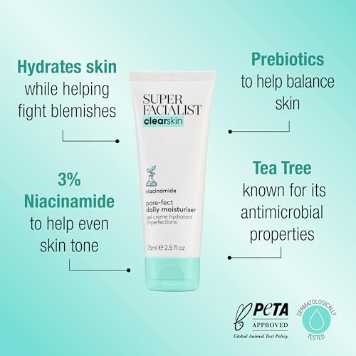 Super Facialist Pore-Fect Daily Moisturiser, Hydrate & Control Oil for Acne Treatment & Blackhead Remover with 3% Niacinamide - Image 2