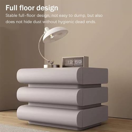 Minimalist Gray Nightstand with 3 Drawers - Heavy Duty Bedside Table & Storage Cabinet for Living Room, Bedroom, and End Table Use.