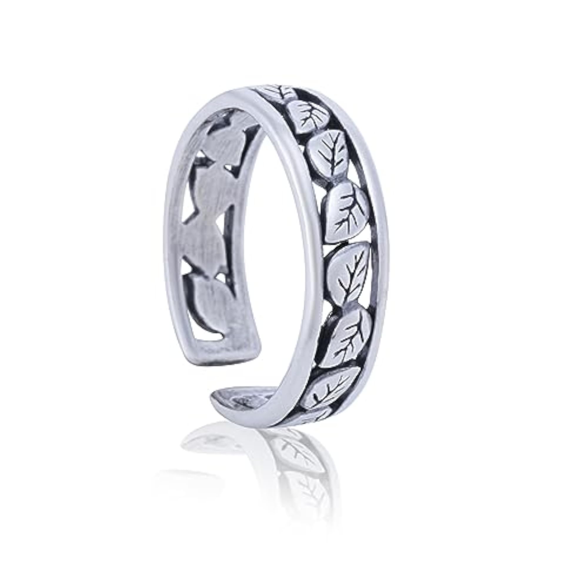 Women's 925 Sterling Silver Leaf Cut Toe Rings