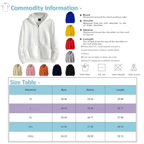 Ymosrh Men's Zip Up Hoodies Long Sleeve Solid Color Hooded Sweatshirts Casual Athletic Workout Hoodie, M-3XL3
