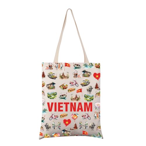 Bolsa de compras inspirada en Vietnam, bolsa tote para viaje con temática vietnamita, regalo temático de Vietnam