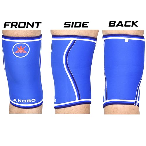 Image of Kobo 7mm Knee Cap Compression Support Knee Sleeves for Powerlifting Gym Squats Running Cycling Sports Jogging Workout Pain Relief (Material: Neoprene & Spandex)