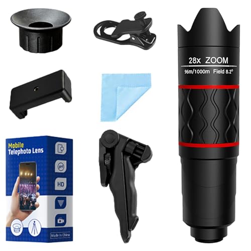28X Telephoto Lens with Tripod for iPhone Android Phones, 2-in-1
