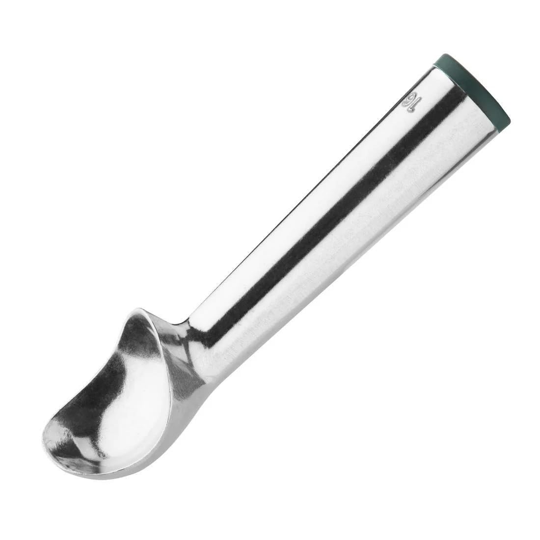 Vogue Eisportionierer mit grüner Kappe, 2,5 oz, Aluminium, 16 Portionen pro Liter, Eisportionierer, leitfähiger Flüssigkeitsgriff, J089